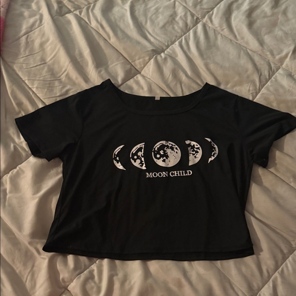 SHEIN Black Moon Child Crop Top